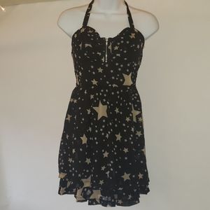 NWOT Black Dress w/Gold Stars